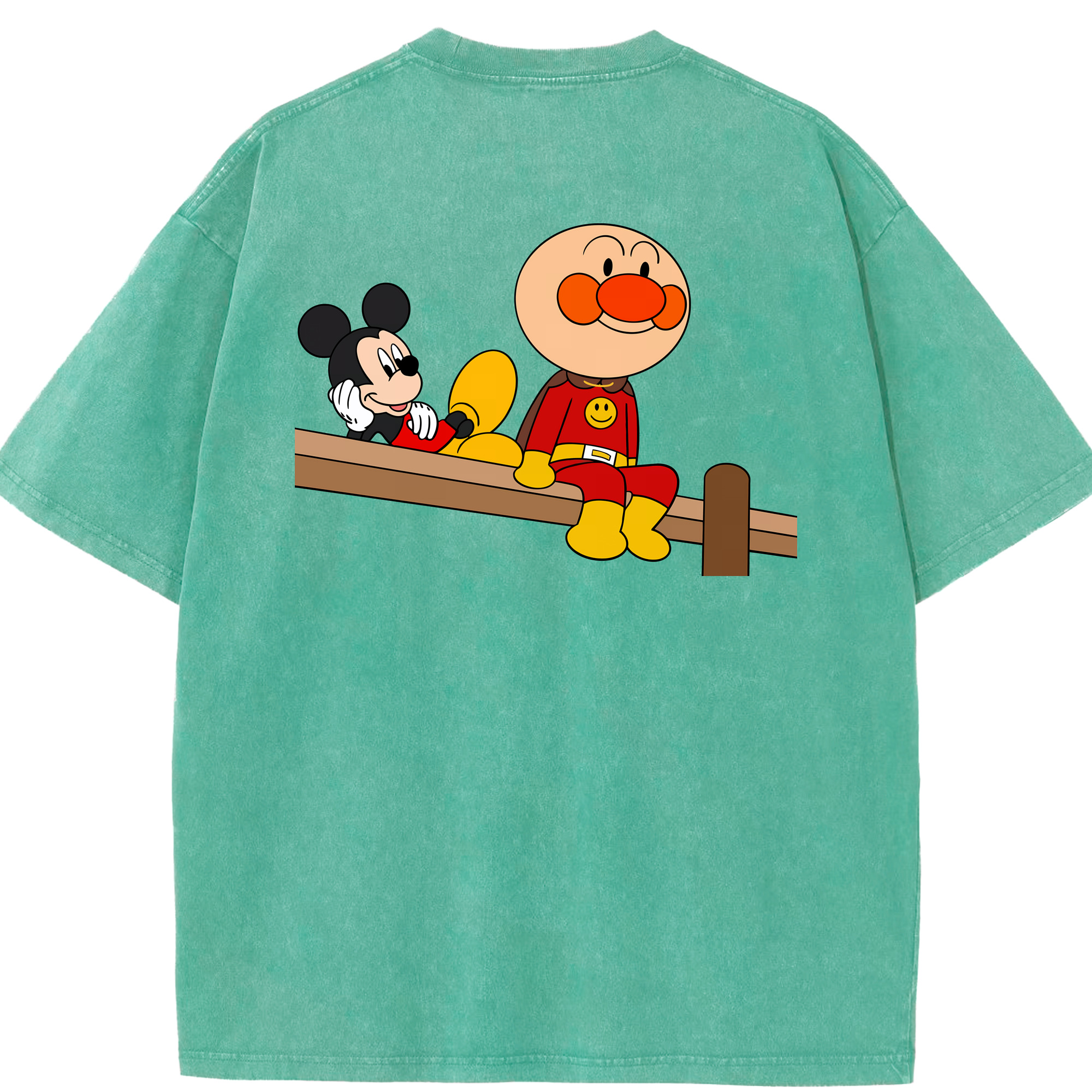 （画像用） アンパンマン Anpanman 綿100% ヴィンテージ風 半袖Tシャツ（背面プリント）